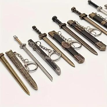 Брелоки: Мини-меч с ножнами – Брелок из цинкового сплава, для подарка и — 3