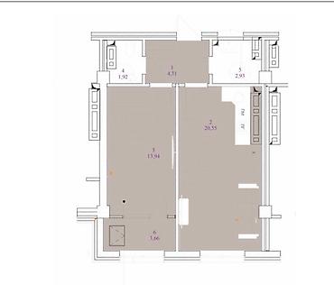 archa group: 1 комната, 47 м², Асанбай мкр Элитка, 7 этаж, ПСО (под самоотделку) — 2