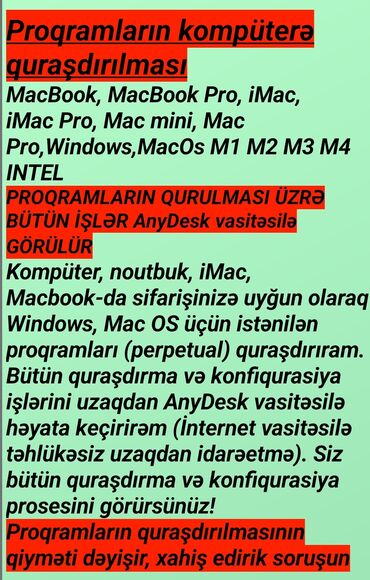 Biznes üçün program təminatı: MacBook, MacBook Pro, iMac, iMac Pro, Mac mini, Mac Pro, Windows və