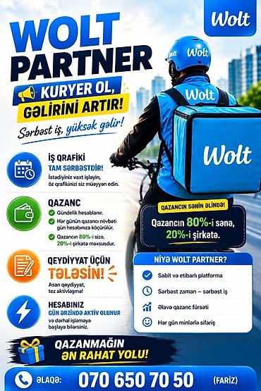 operator isi axtariram: Sürücü-kuryer tələb olunur, Şəxsi nəqliyyat vasitəsi ilə, Gündəlik ödəniş, Təcrübəsiz — 1