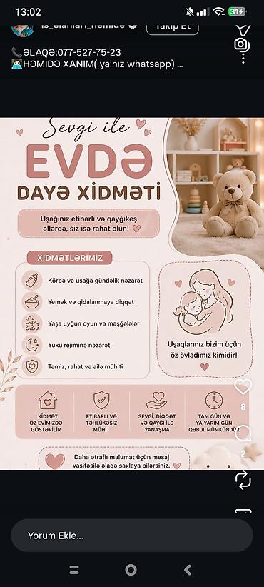 sumqayit ayiq surucu: Uşaq baxımı xidməti – ev şəraitində - Müştərilərin istəklərinə uyğun — 2