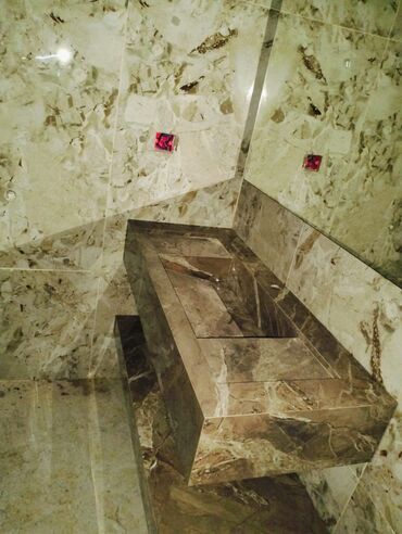 Moydadırlar: Mərmər effektli, düzbucaqlı formalı, qara rəngli dolablı asma tualet — 12