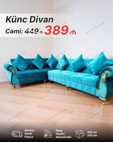 Divanlar: Künc divan, Yeni, Açılan, Bazalı, Vеlur parça, Şəhərdaxili pulsuz çatdırılma — 5