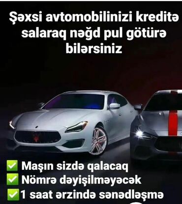 Yük daşımaları: Şəxsi avtomobilinizi kreditə qoyaraq nəğd pul əldə etmə imkanı. Bu
