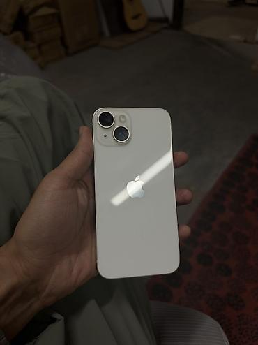 IPhone 14, Б/у, 256 ГБ, Белый, Зарядное устройство, Защитное стекло, Кабель, 84 %