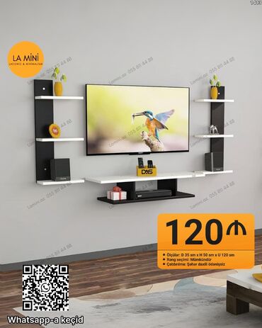 подставки для телевизора: LA MİNİ divar tipi TV paneli və rəf sistemi - Dəst: mərkəzi TV paneli