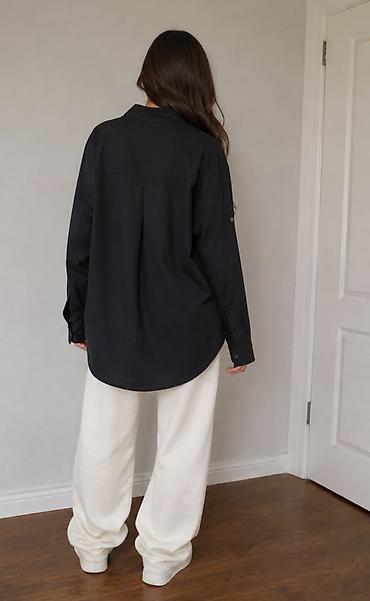 üst geyimleri: Qara oversize qadın köynəyi - Rəng: qara - Kəsim: oversize/relaks — 2