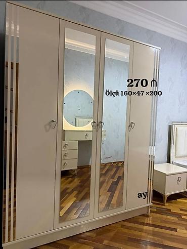 skaf islenmis: Yeni, 4 qapılı, Güzgülü, Ağ, Açılan, Düz dolab — 1