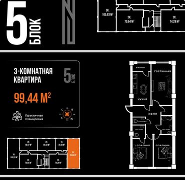 квартира берилет кызыл аскерде: 3 бөлмө, 101 кв. м, Элитка, 14 кабат, ПСО (өзү оңдоп түзөтүп бүтүү үчүн)