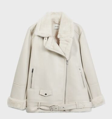 белая женская рубашка: Пальто, Зима, Эко кожа, Короткая модель, S (EU 36)