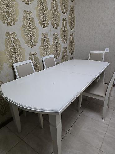 кухонный стол стульями: Кухонный стол, Б/у, Прямоугольный, Раскладной — 3