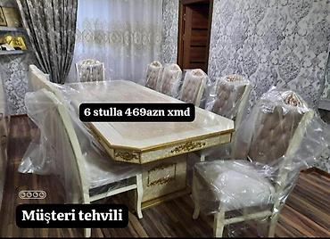Masa və oturacaq dəstləri: Yemək otağı üçün dəstlər 1) Klassik dizaynlı masa + 6 stul - Krem — 10