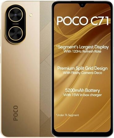 телефон fly iq4410: Poco C71, 64 GB, rəng - Qızılı, Face ID