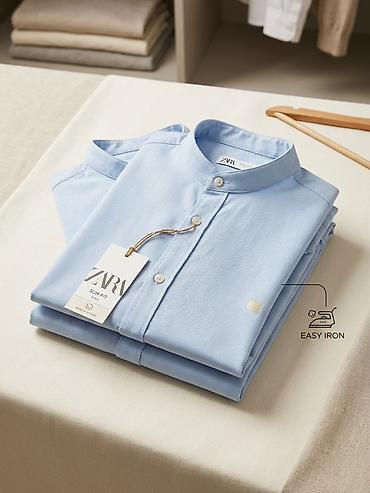 труба джинсы: Рубашка мужская ZARA Slim Fit с воротником-стойкой (Mandarin collar) — 2