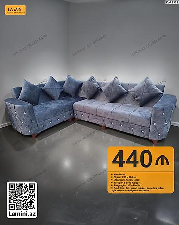 Divanlar: Künc divan – La Mini - Ölçülər: 280 × 200 sm - Mexanizm: Açılan — 1