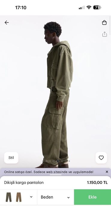 combat şalvar: Брюки Pull and Bear, S (EU 36), M (EU 38), цвет - Зеленый