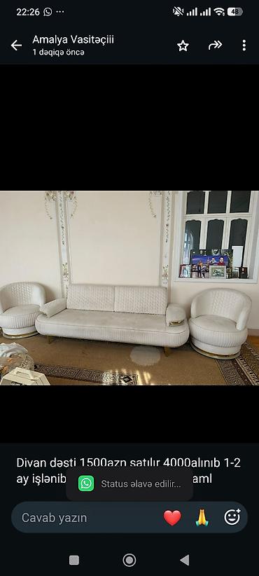 Divan dəsti 1500azn satılır 4000alınıb 1-2 ay işlənib ünvan Masazır lalafo.az -da Divan dəsti 1500azn satılır 4000alınıb 1-2 ay işlənib ünvan Masazır