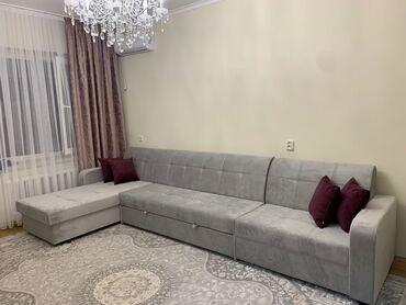 продать мягкую мебель бу: Диван-кровать, цвет - Серый, Б/у