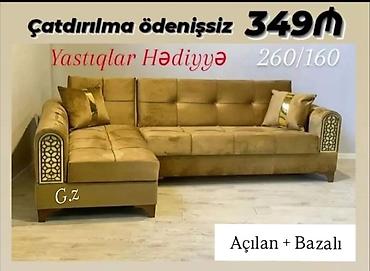 Künc divan – açılan və bazalı model - Ölçü: 260/160 - Pulsuz