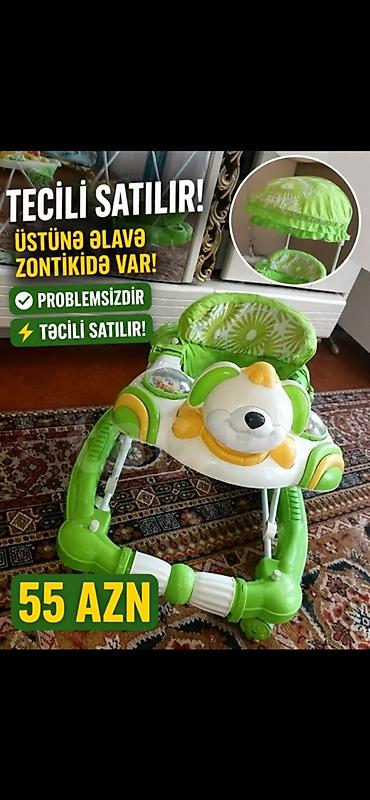 Xodunoklar: Uşaq gəzdirəcəyi (yürüteç) – yaşıl-ağ rəngdə, it fiqurlu panel. - — 1