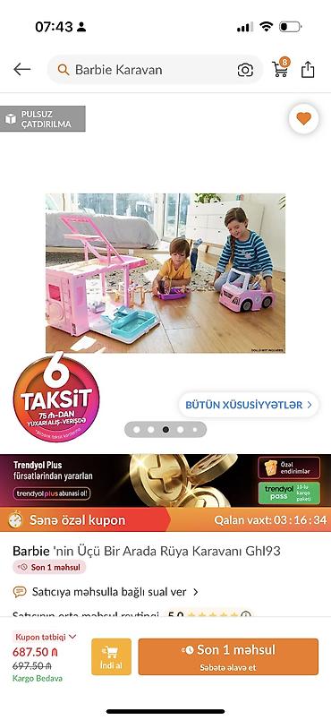dendi oyun: Orgınal barbıe karavan,540manata alınıb,tezedır,qiymet yaxilib — 6