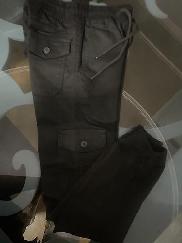 pant: 9yaş yeni karqo cibli pambıq şalvar slim fit model rəngi tünd qaradır — 5