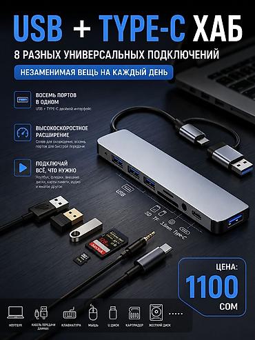 windows surface: ⚡Универсальный хаб-адаптер Type‑C 8‑в‑1, незаменимая вещь, 8 — 1