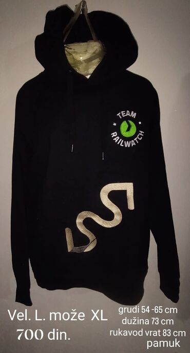 boss duks: Sweatshirt, XL (EU 54), L (EU 52), Aclima, color - Black, With pockets