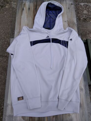 velicine dukseva: Sweatshirt, M (EU 50), Adidas, color - White, With a hood