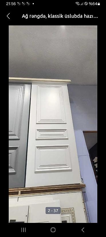 Ağ rəngli taxta otaq qapısı – klassik üslubda. - Material: taxta — 1