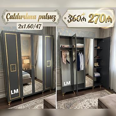 Dörd qapılı dolablar təmiz laminatla 📌 Qiymət : 270₼ Ölçü : 2 x 1.60