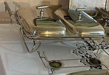 Нержавейки: Paslanmayan poladdan iki bölməli bufet çıxmaqabı (chafing dish) dəsti — 2