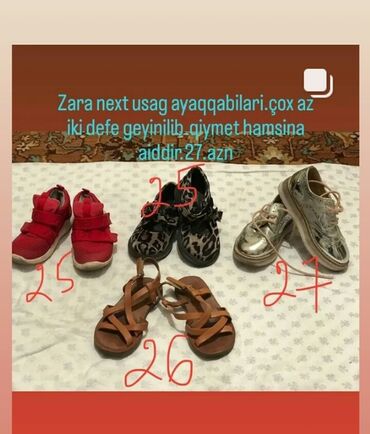 Детская обувь: Ayaqqabilarin olculeri uzerlerinde qeyd olunub. qiymet hamisina