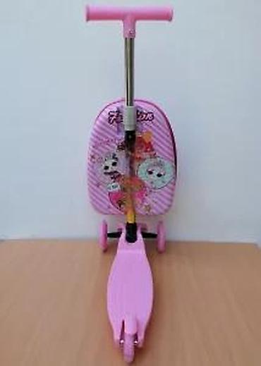 Trotineti, skejtbordovi i hoverbordovi: Dečiji trotinet sa integrisanim koferom u roze boji, idealan za — 27