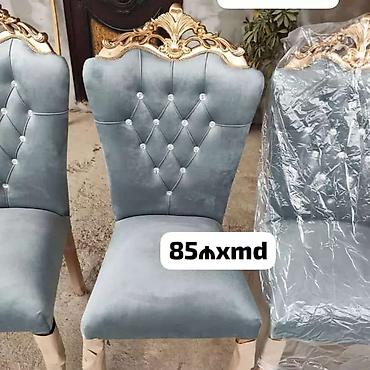 restoran stolları: Taxtalı süsləməli, yumşaq oturacaqlı nahar/kreslo stulları - Klassik — 8