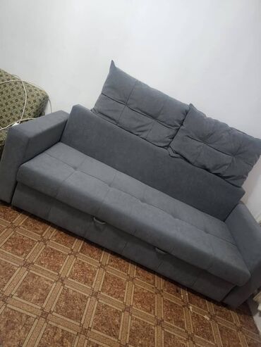 Диваны: Прямой диван, цвет - Серый, Новый