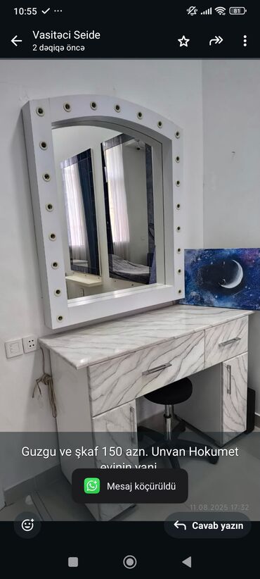 Uşaq və gənc otağı üçün dəstlər: İşlənmiş, Makiyaj üçün masa, Güzgülü