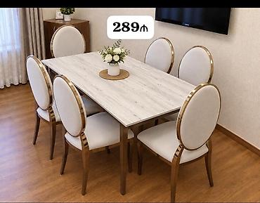 Qonaq otağı üçün, İşlənmiş, Dördbucaq masa, 6 stul
