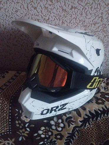 səs boqucu moto: ORZ off-road/qross kaskı + qoruyucu eynək dəsti - Növ: tam üzlü — 1