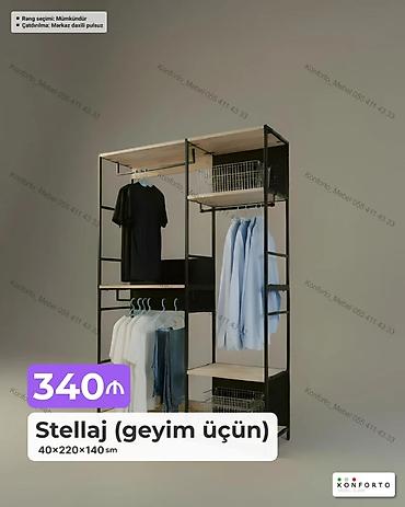 Stellaj (geyim üçün) – 40×220×140 sm - Metal karkas və taxta rəflərlə lalafo.az -da Stellaj (geyim üçün) – 40×220×140 sm - Metal karkas və taxta rəflərlə