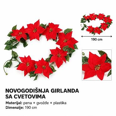 KMT Božićna cvetna girlanda sa 7 cvetova 7990853 Dekorativna girlanda