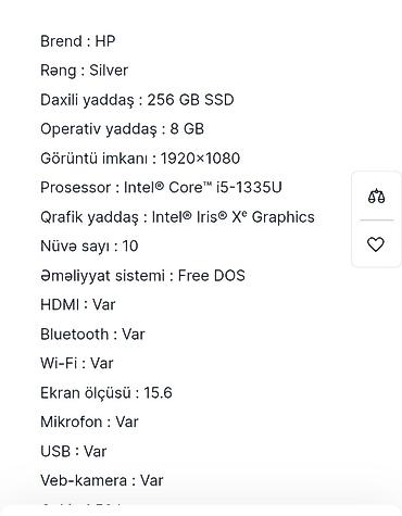 HP: Yeni HP 15.6 ", Intel Core i5, 256 GB, Pulsuz çatdırılma — 2