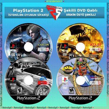 PS2 & PS1 (Sony PlayStation 2 & 1): PlayStation 2 oyunlarin satısi PlayStation 2 və 1 Disklər Sifarişlə