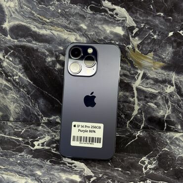 компьютерные мыши apple: IPhone 14 Pro, Колдонулган, 256 ГБ, Deep Purple, Коргоочу айнек, Кабель, 86 %