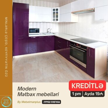 Sifarişlə mətbəx mebeli: Sifarişlə mətbəx dəsti, Özü çəkən petlələr, Parlaq laminat, Kredit var, Pulsuz çatdırılma — 4