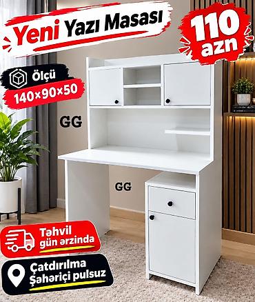 vannali stol: Düz masa, Stulsuz, Polkalı, Siyirməli, Sadə laminat — 1