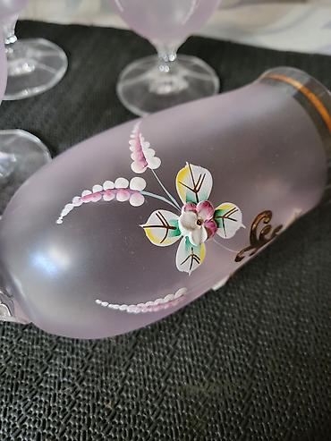Čaše: Case nove kristal,Bohemija rucni rad iz 70ih godina. Case matirani — 14