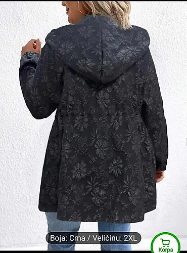 mini torbice: Ženska jakna s kapuljačom – crna, veličina 2XL - Model: duža — 4