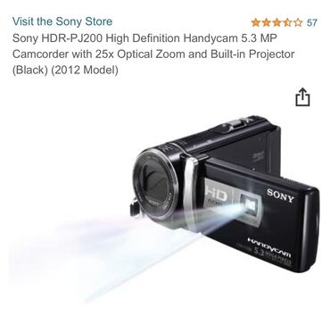 kamera video: Sony video kamera HDR-P200 modeli. ozunde proyektoru var, yeni