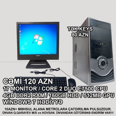 Masaüstü kompüterlər və iş stansiyaları: Masaüstü Kompüter "Qori/Core 2 Duo E7500/4GB Ram/160GB HDD/AMD HD 4350